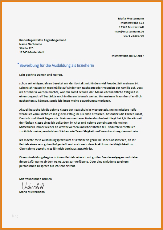 Bewerbung Erzieherin Vorlage Genial 11 Bewerbung Erzieherin