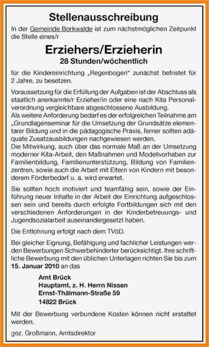 Bewerbung Erzieherin Vorlage Genial 6 Bewerbung Als Erzieherin