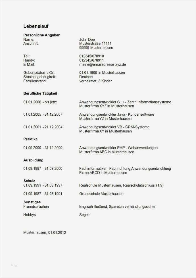 Bewerbung Für Ein Fsj Vorlage Best Of Lebenslauf Tabellarischer Lebenslauf Für Bewerbung