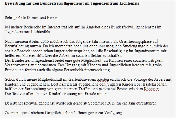 Bewerbung Für Ein Fsj Vorlage Bewundernswert Hi Ich Wollte Mich Für Ein Bufdi Jahr Im Jugendzentrum