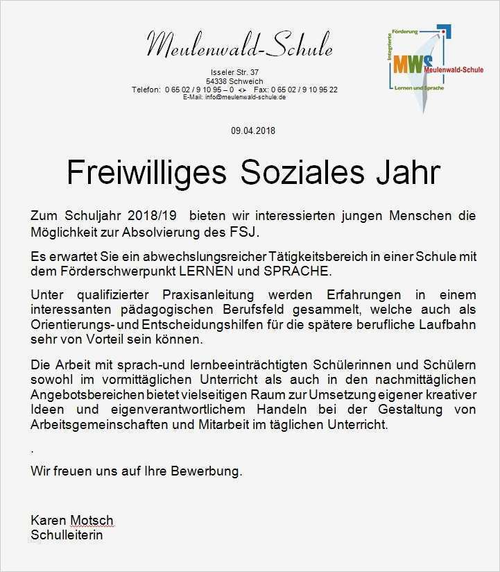 Bewerbung Für Ein Fsj Vorlage Schön Interesse An Einem Fsj Oder Anerkennungsjahr – Bewerben