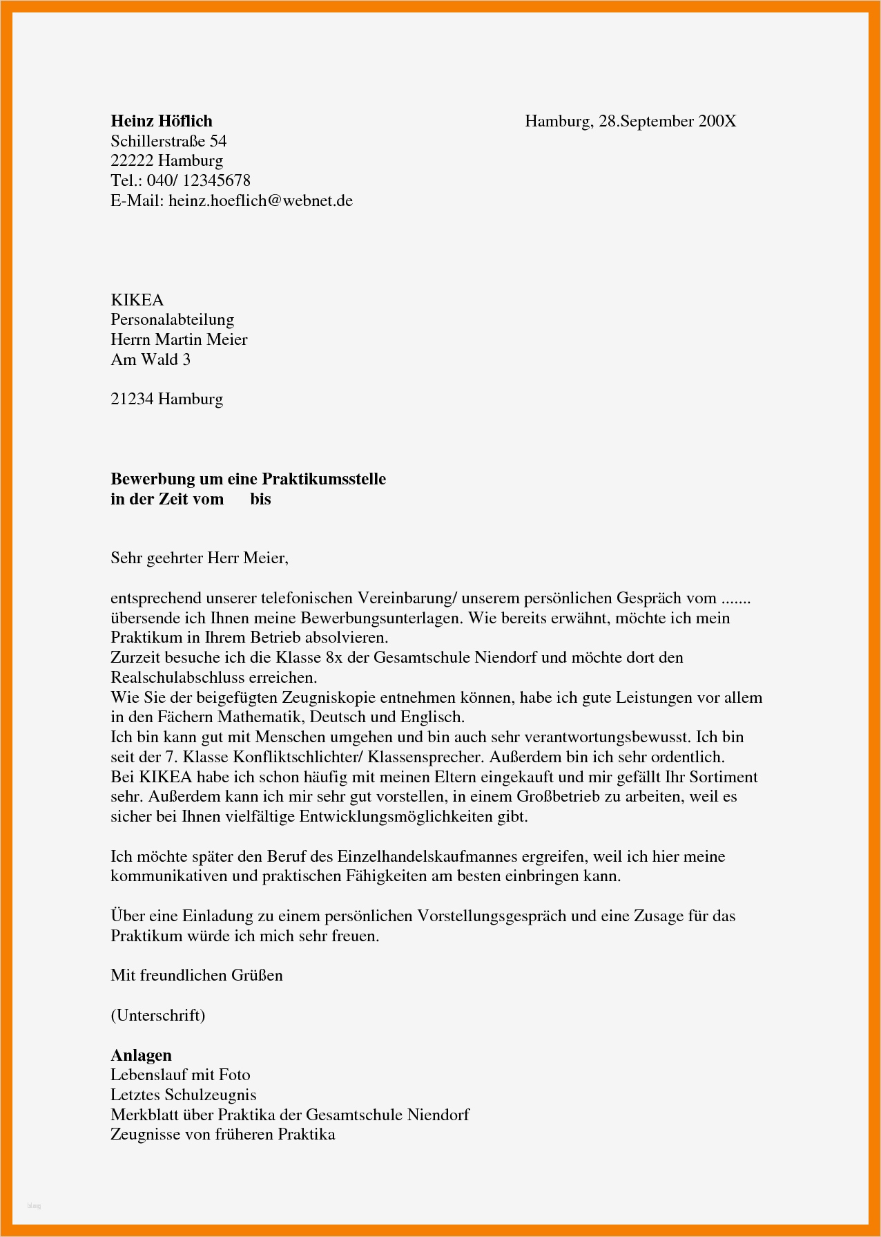 Bewerbung Für Ein Schülerpraktikum Muster Vorlage Erstaunlich 8 Bewerbungsanschreiben Praktikum