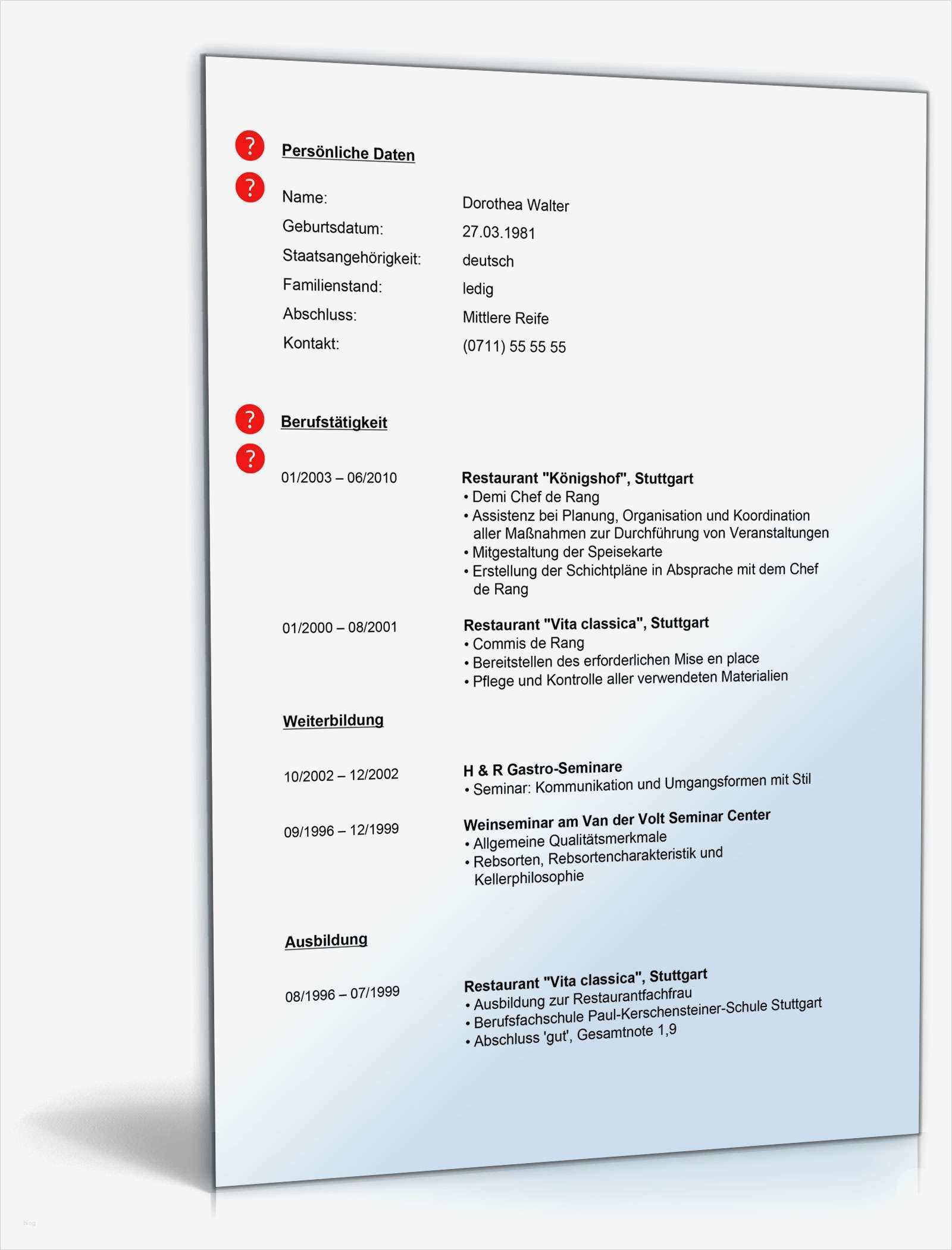 Bewerbung Gastronomie Vorlage Großartig Lebenslauf Servicekraft Gastronomie
