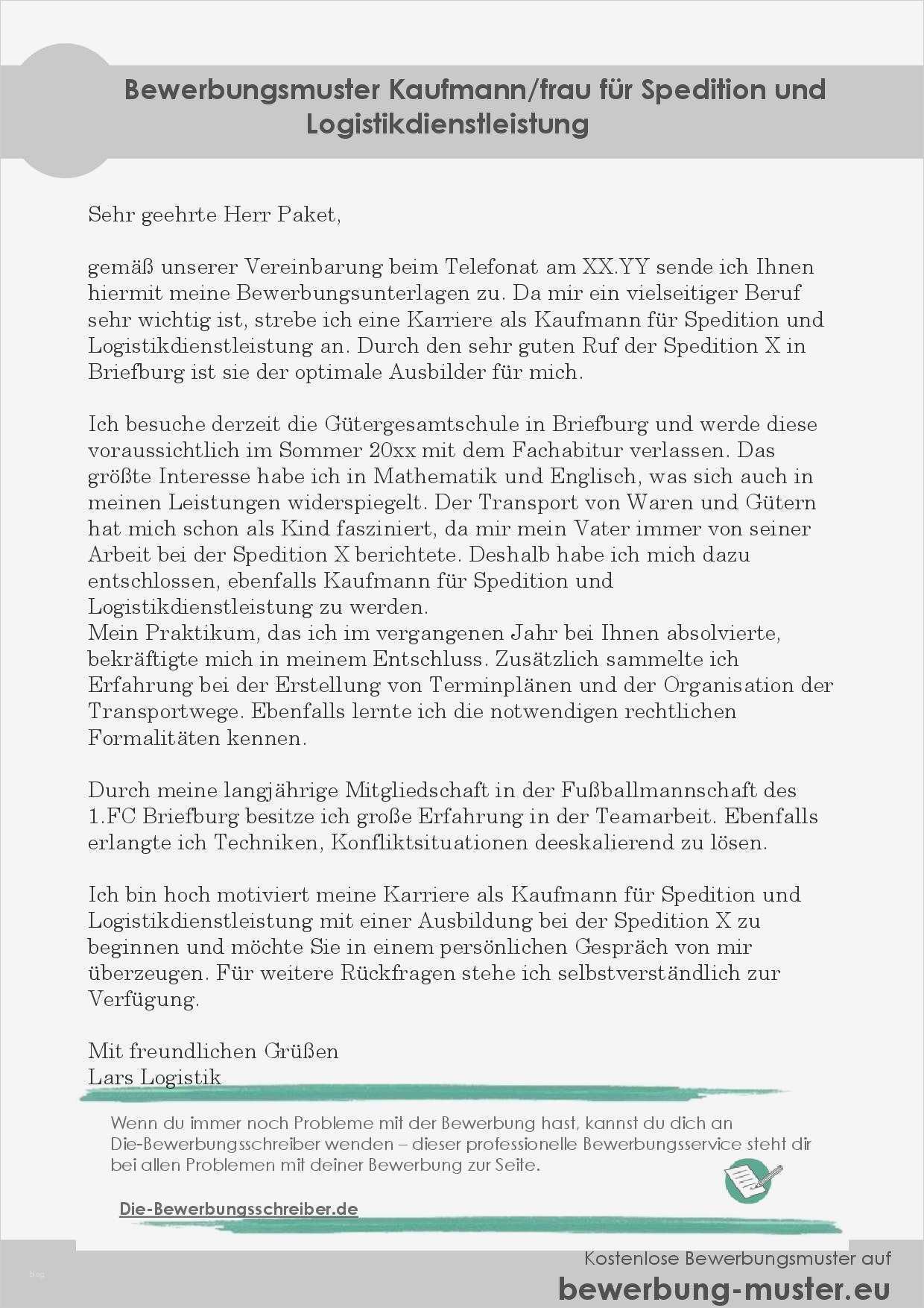 Bewerbung Kaufmann Für Spedition Und Logistikdienstleistung Vorlage Erstaunlich Kaufmann Frau Für Spedition Und Logistik Nstleistung