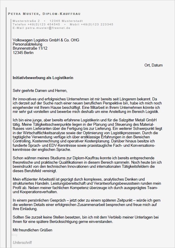 Bewerbung Kaufmann Für Spedition Und Logistikdienstleistung Vorlage Inspiration Bewerbungsvorlage Logistiker