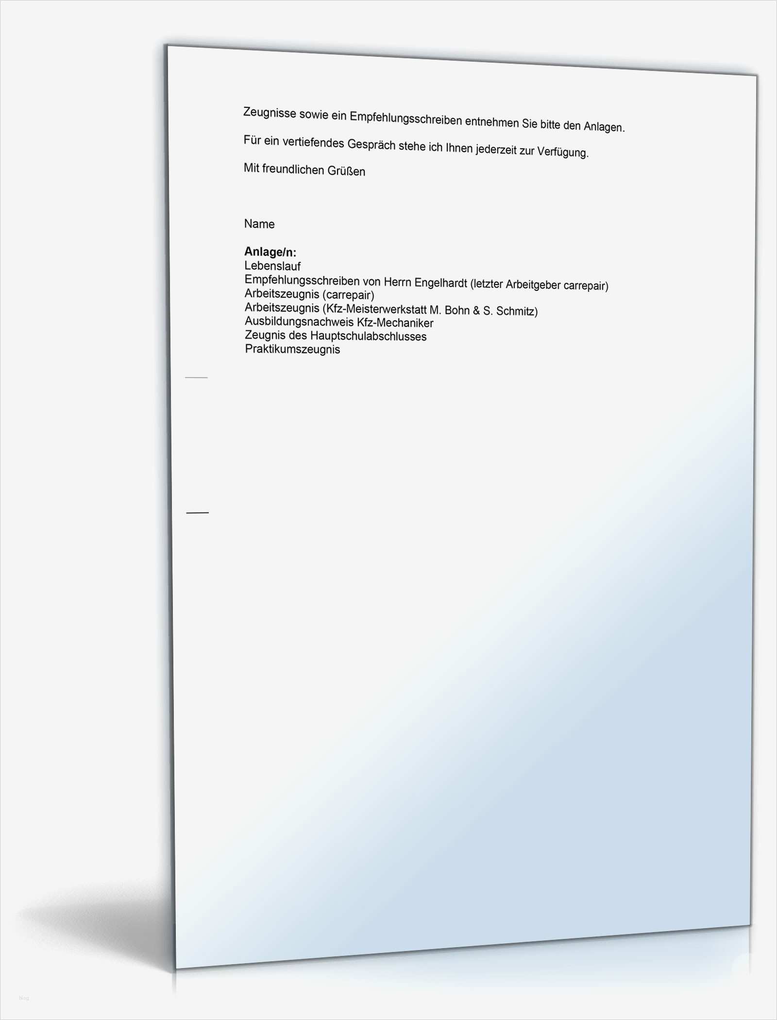 Anschreiben Bewerbung Kfz Mechaniker