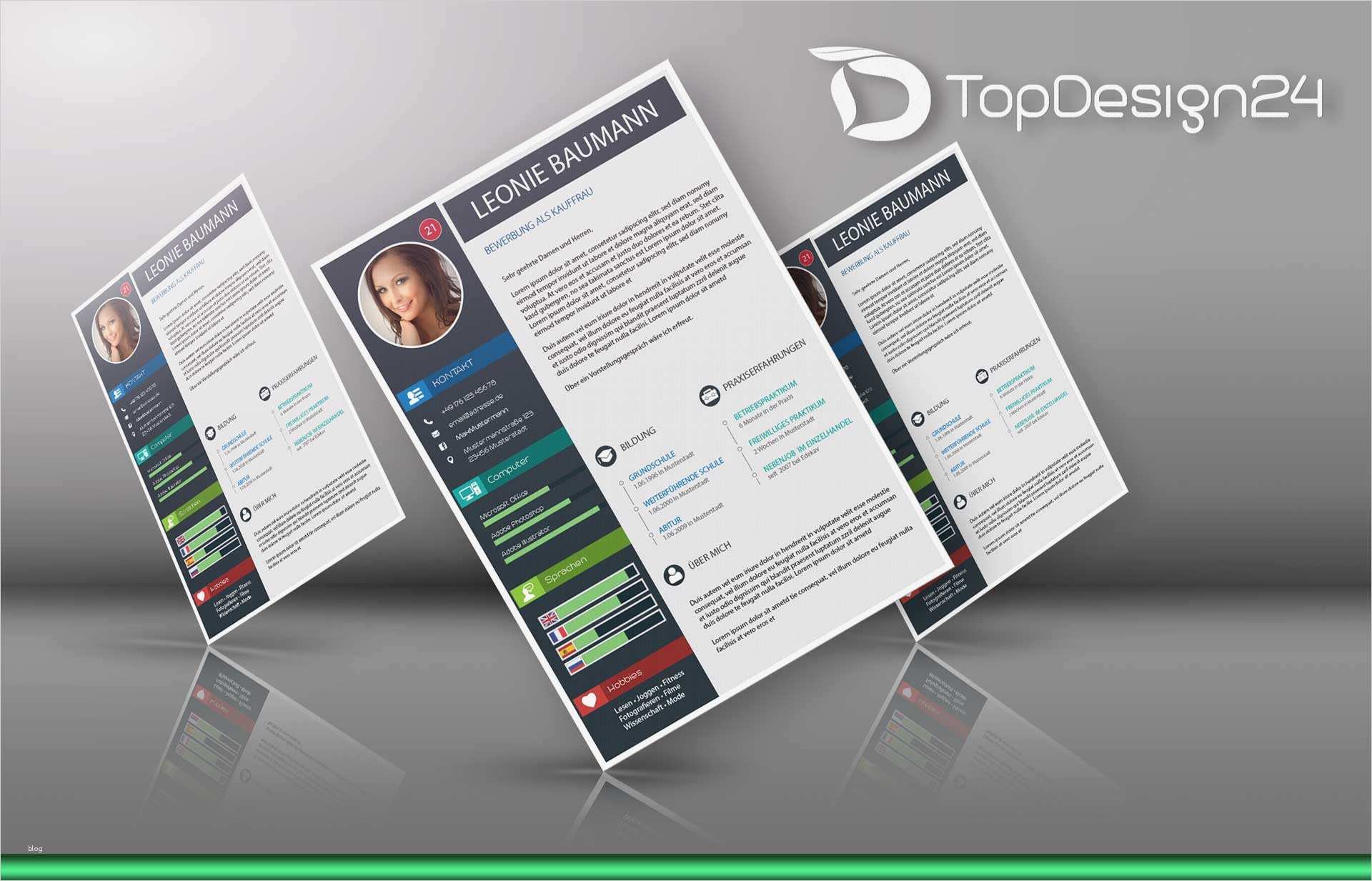 Bewerbung Modern Vorlage Genial Bewerbung Deckblatt Modern topdesign24 Lebenslauf