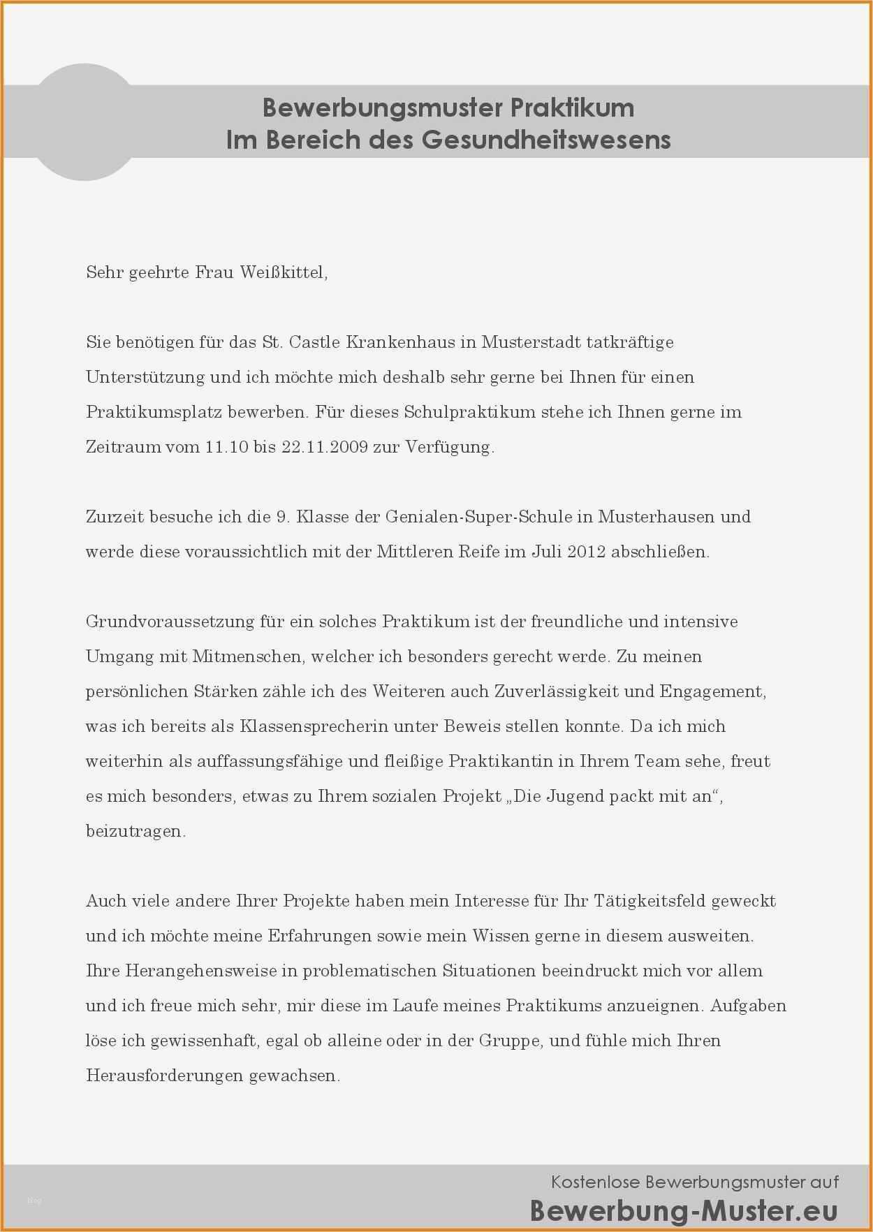 Bewerbung Praktikum Umschulung Vorlage Neu 6 Bewerbung Für Praktikum