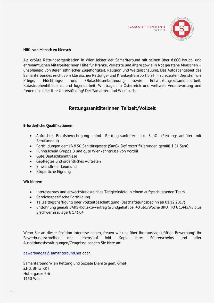Bewerbung Rettungssanitäter Vorlage Bewundernswert Rettungssanitäter Teilzeit Vollzeit Wien Wienerjobs Das