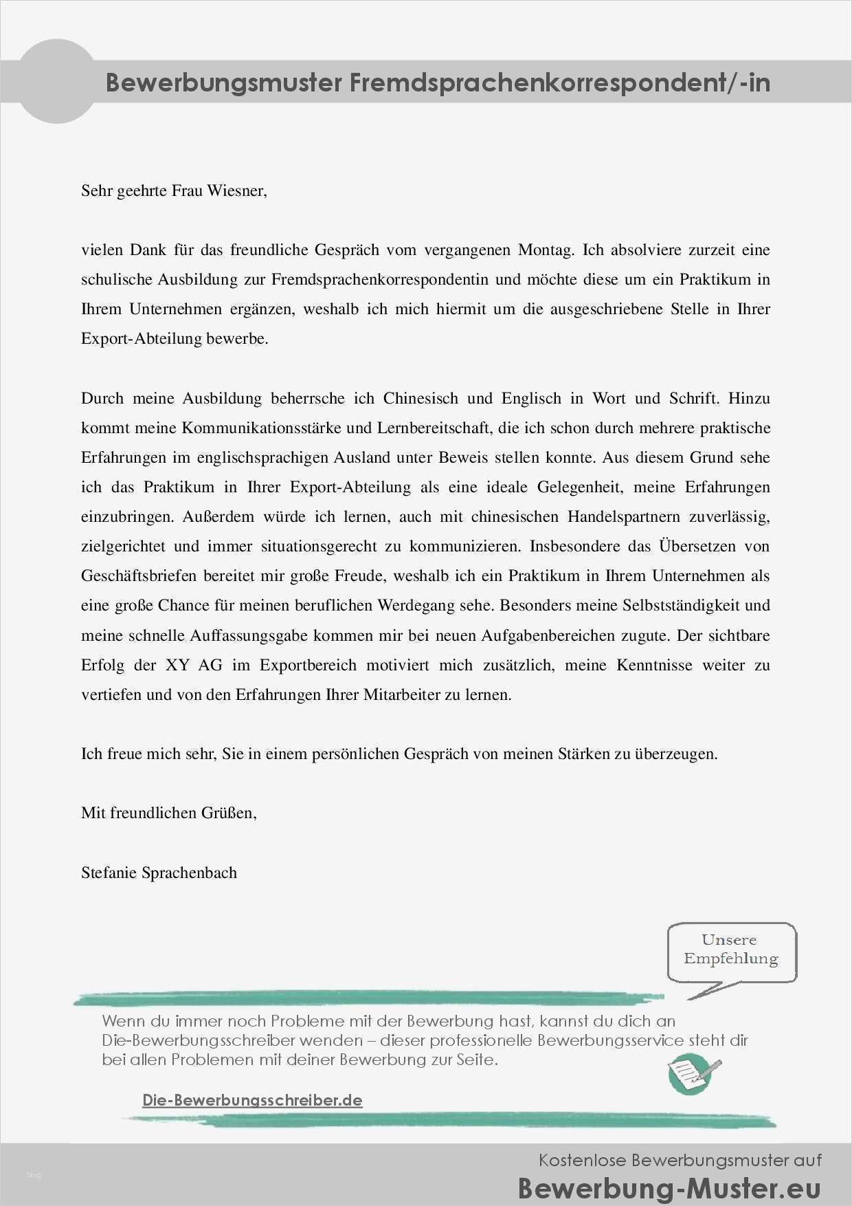 Bewerbung Rettungssanitäter Vorlage Genial Kostenlose Bewerbungsvorlage Fremdsprachenkorrespondent In