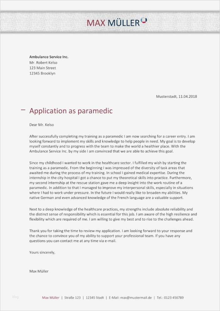 Bewerbung Rettungssanitäter Vorlage Luxus Kostenlose Bewerbungsvorlage – Rettungssanitäter In