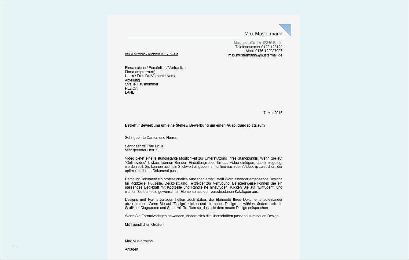 Bewerbung Schreiben Word Vorlage Beste Bewerbungsschreiben In Word Erstellen Professionelles