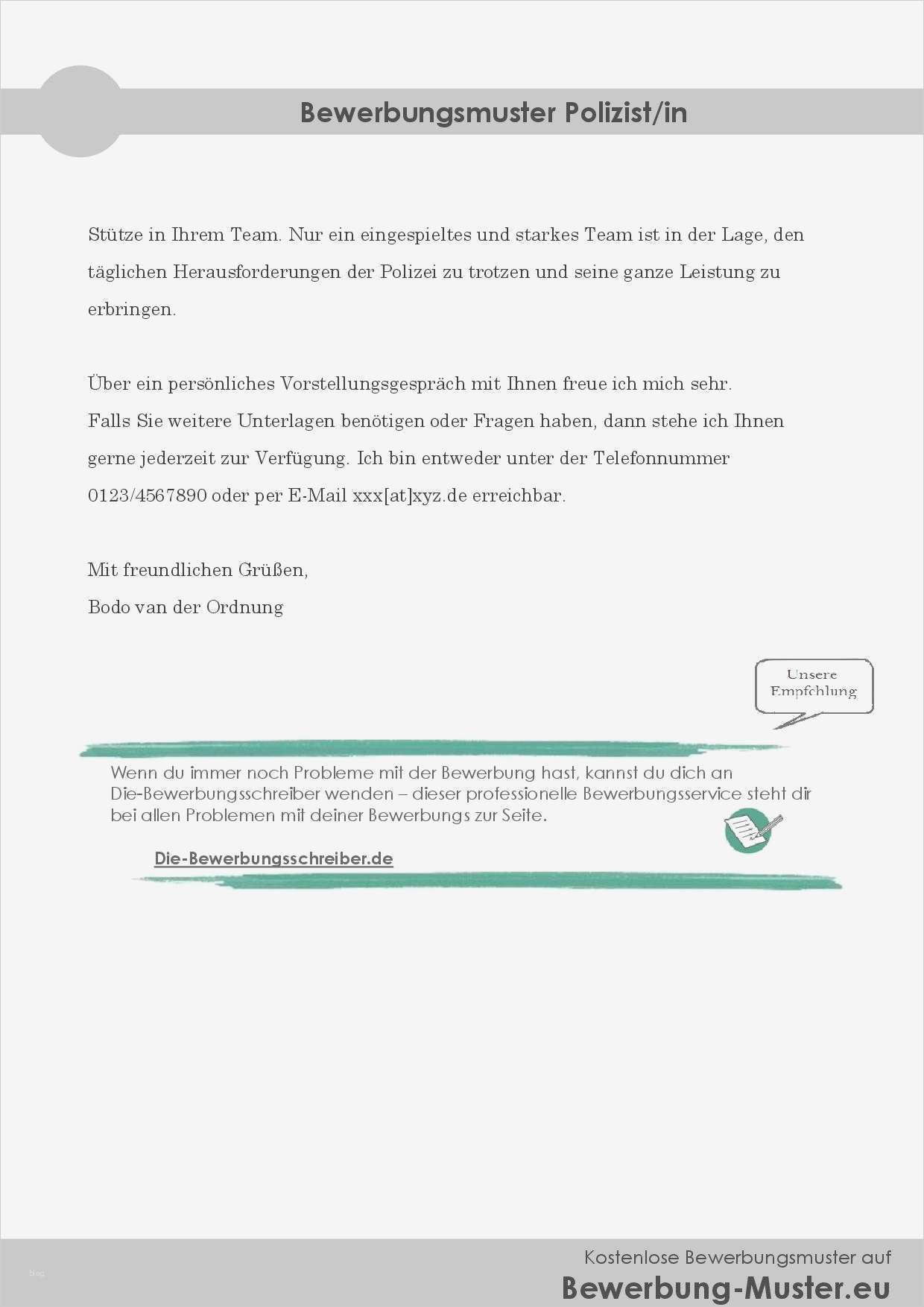 Bewerbung Schülerpraktikum Polizei Vorlage Elegant Kostenlose Bewerbungsvorlage Polizist In