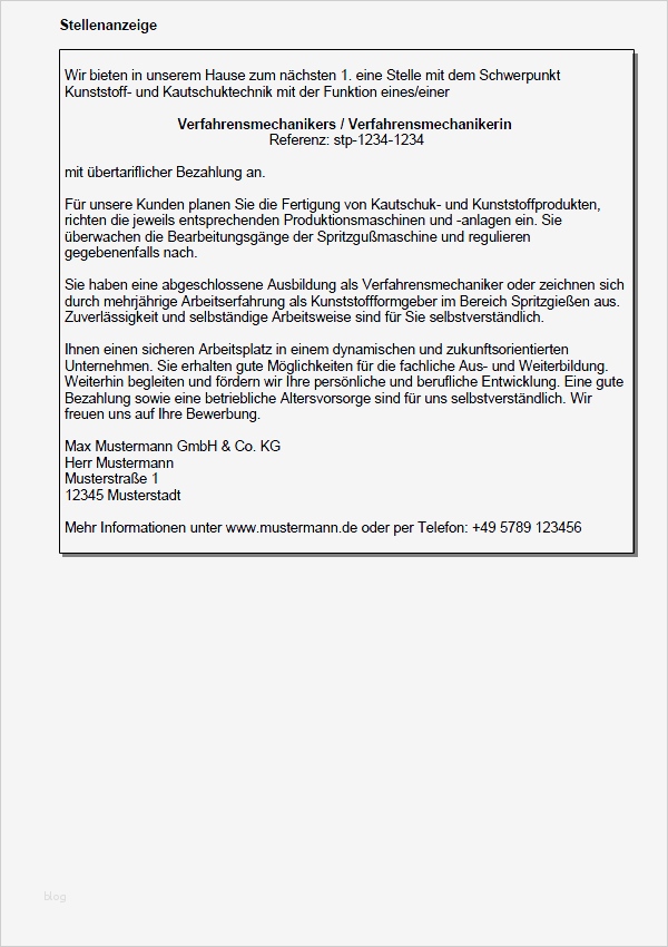 Bewerbung Verfahrensmechaniker Für Kunststoff Und Kautschuktechnik Vorlage Gut Bewerbung Verfahrensmechaniker Kunststoff
