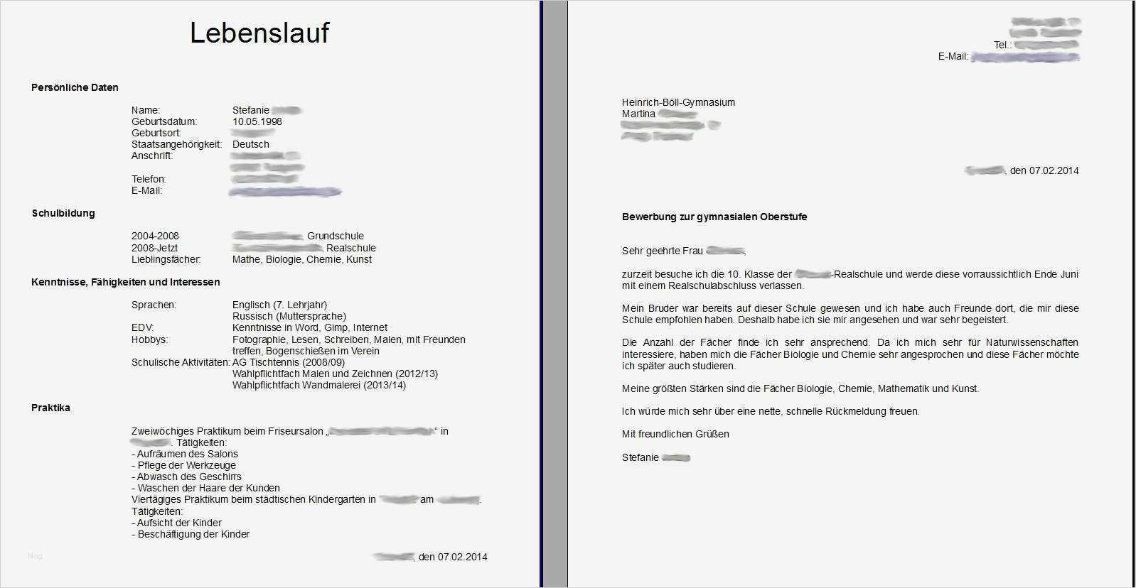 Bewerbung Vorlage Lebenslauf Best Of Anschreiben Bewerbung Gymnasium Muster