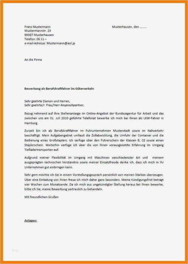 Bewerbung Zum Kfz Mechatroniker Ausbildung Vorlagen Süß 7 Bewerbung Als Lkw Fahrer
