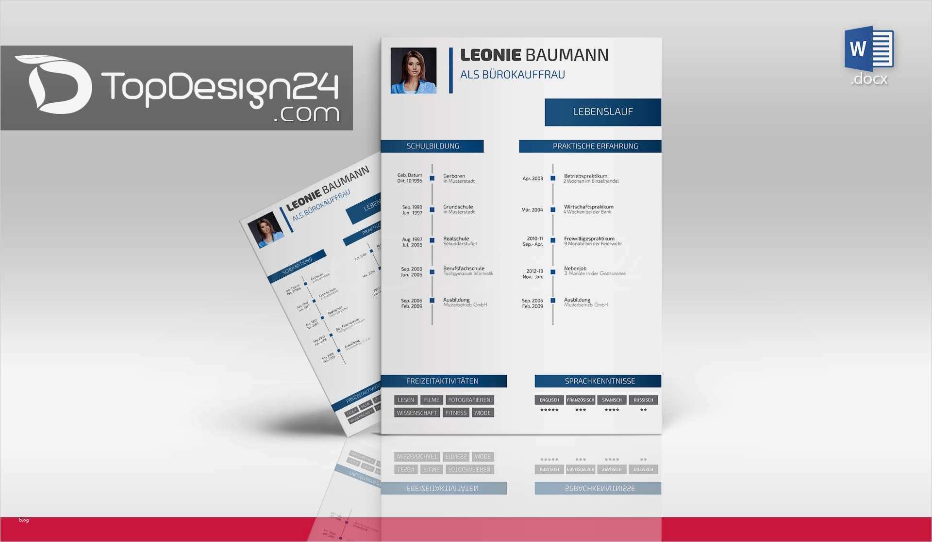 Bewerbungsmappe Lebenslauf Vorlage Bewundernswert Bewerbung Design Word topdesign24 Bewerbungsvorlagen