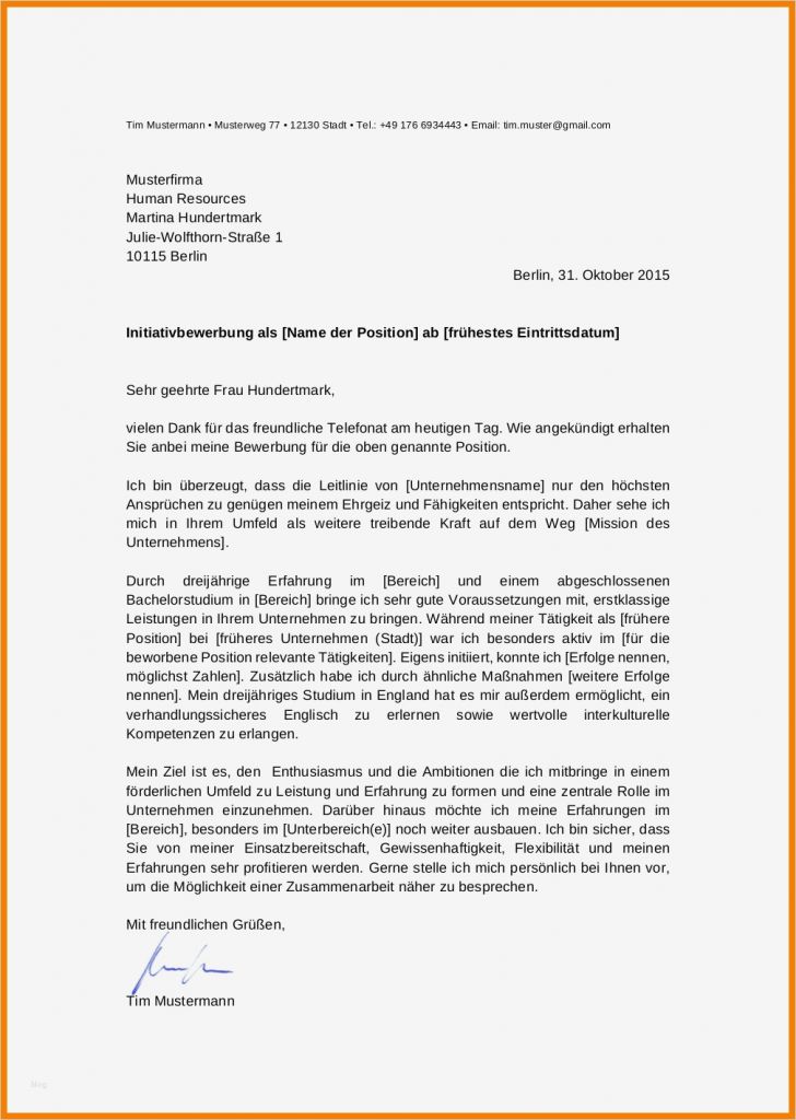 Bewerbungsschreiben Berufliche Veränderung Vorlagen Inspiration 10 Initiativbewerbung Muster