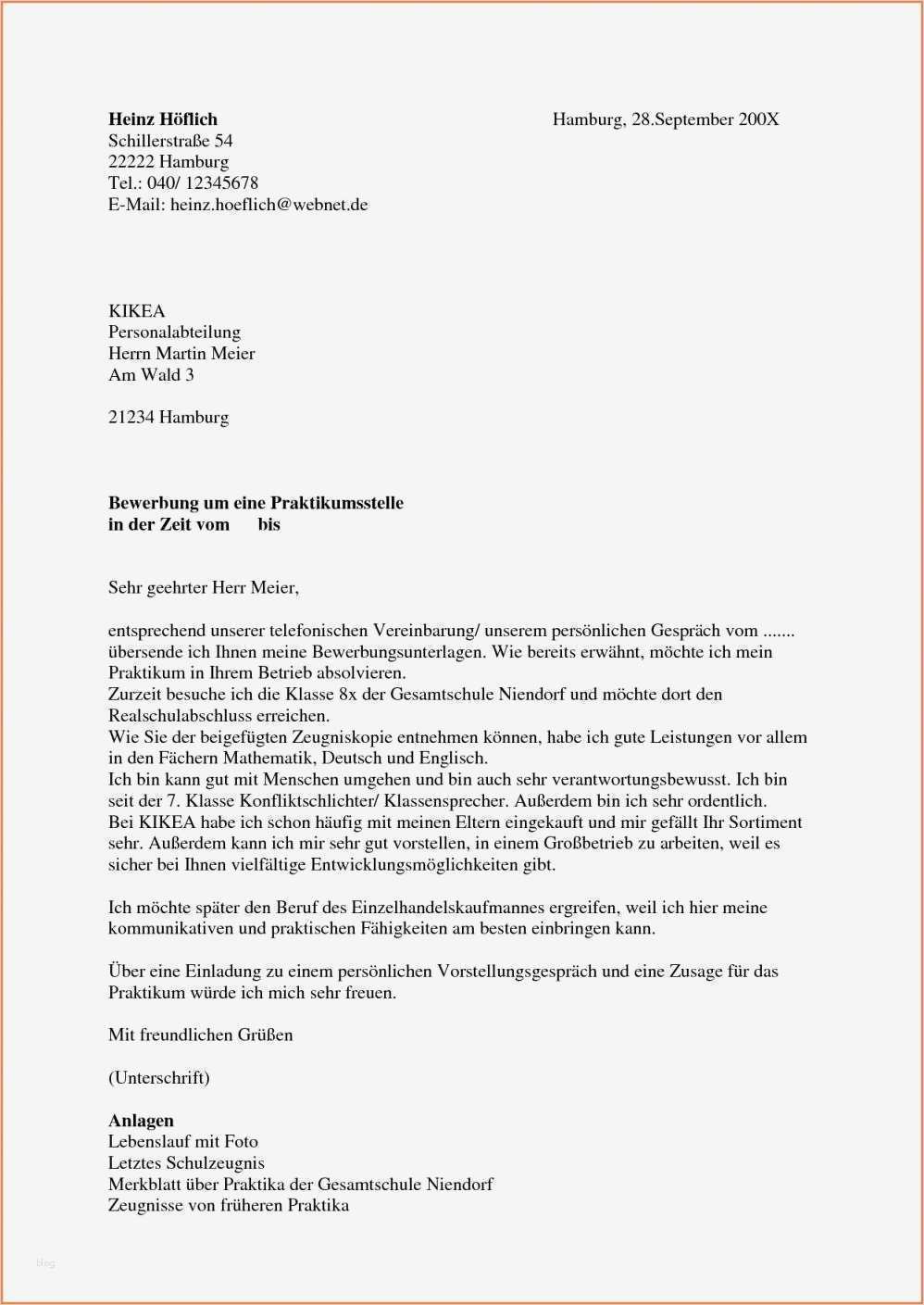 Bewerbungsschreiben Für Ein Praktikum Vorlage Großartig Bewerbungsschreiben Für Ein Praktikum Neu Einzigartiges 31