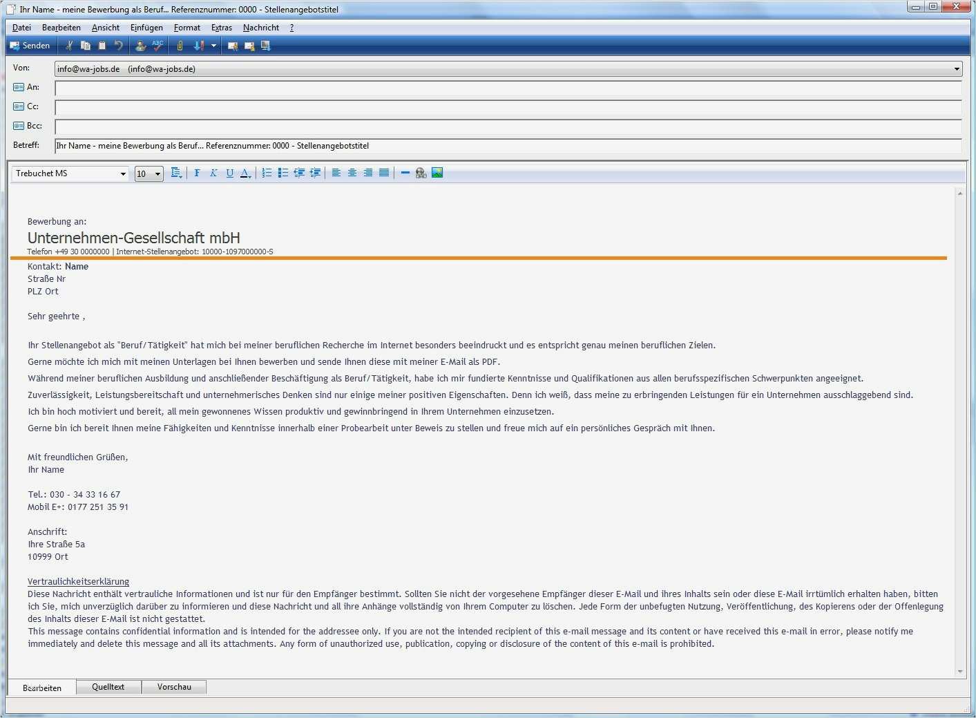 Bewerbungsschreiben Per Email Vorlage Luxus Bewerbung Per E Mail – Wa Jobs – Private