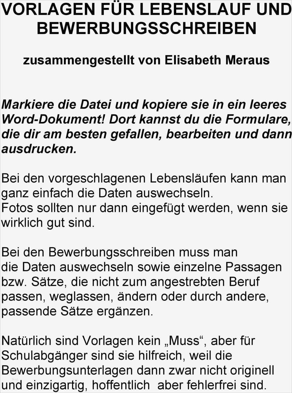 Bewerbungsschreiben Sätze Vorlagen Angenehm Vorlagen FÜr Lebenslauf Und Bewerbungsschreiben Pdf