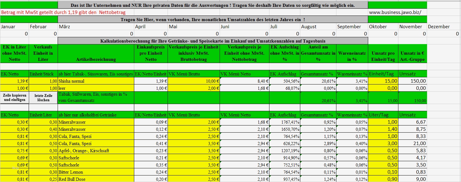 Bewirtungsvertrag Gastronomie Vorlage Schön Excel Kalkulation Für Gastronomie