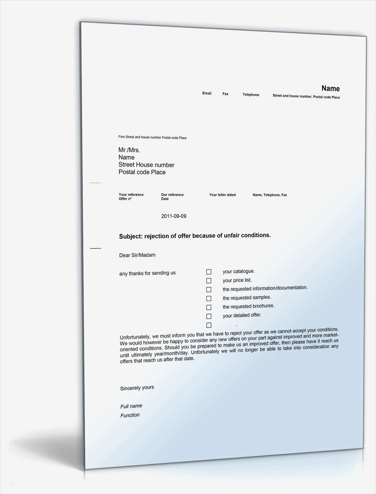 Brief An Gastfamilie Englisch Vorlage Neu Geschäftsbrief Ablehnung Angebot Englisch Muster