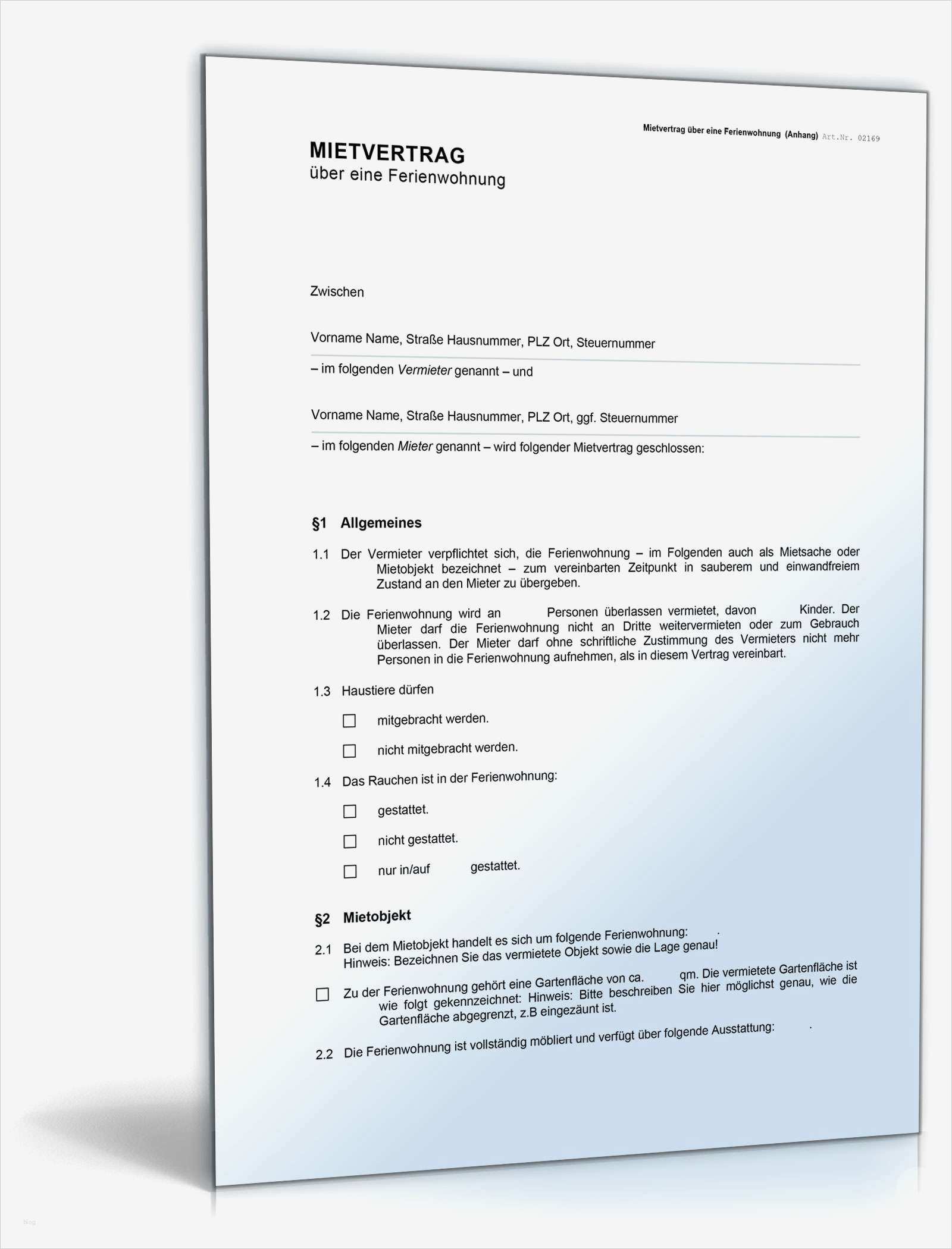 Buchung Ferienwohnung Vorlage Best Of Mietvertrag Ferienwohnung Muster Vorlage Zum Download