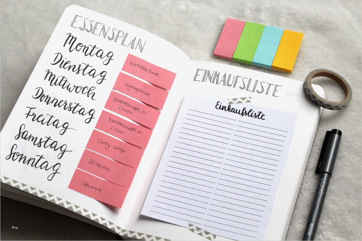 Bullet Journal Vorlagen Deutsch Erstaunlich Bullet Journal so Integrierst Du Einen Essensplan In