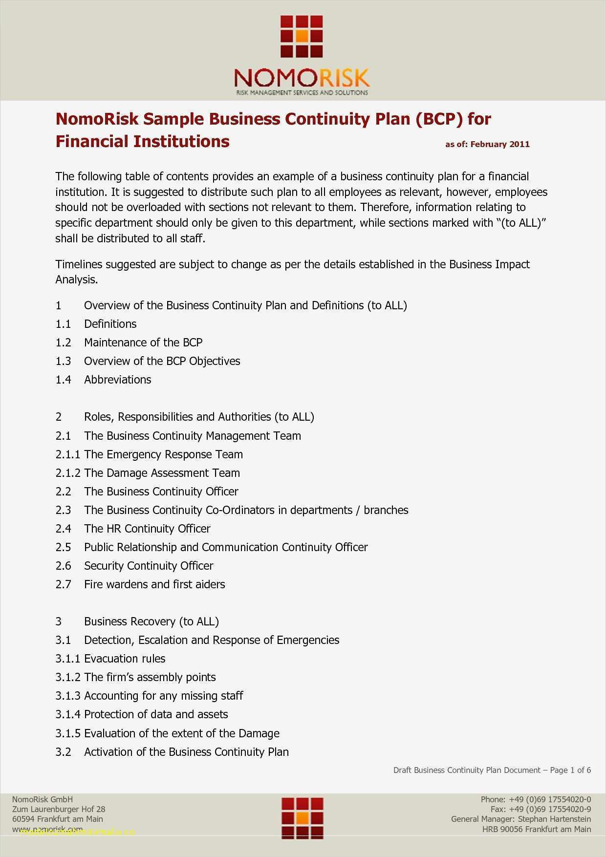 Business Continuity Plan Vorlage Beste Nett Beispiel Business Continuity Plan Small Business