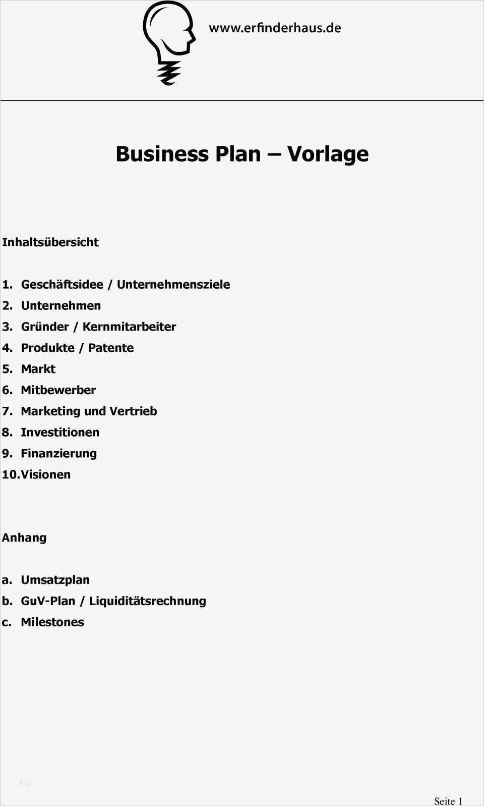 Businessplan Vorlage Doc Elegant Business Plan Vorlage Pdf