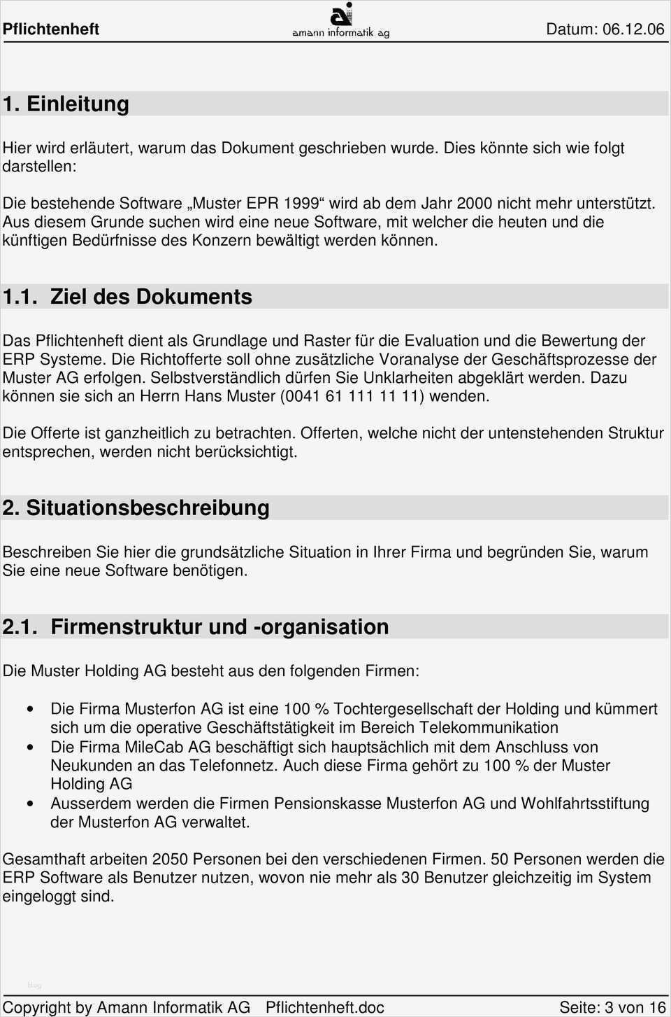 Cafm Pflichtenheft Vorlage Angenehm Vorlage Pflichtenheft Für Evaluation Einer Erp