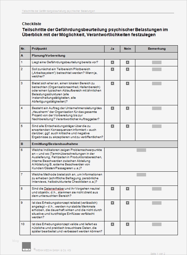 Checkliste Maschinenwartung Vorlage Inspiration Gefhrdungsbeurteilung Psychische Belastung Muster Kfza