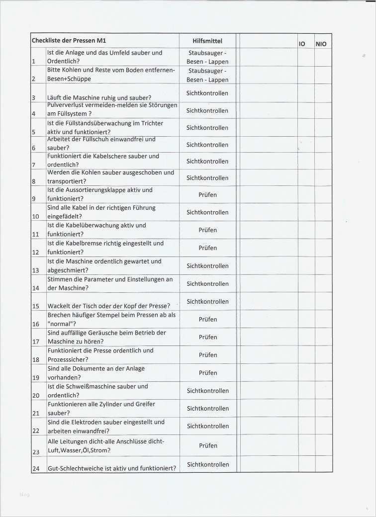 Checkliste Maschinenwartung Vorlage Inspiration Vorbeugende Instandhaltung Checklisten – Instandhaltung