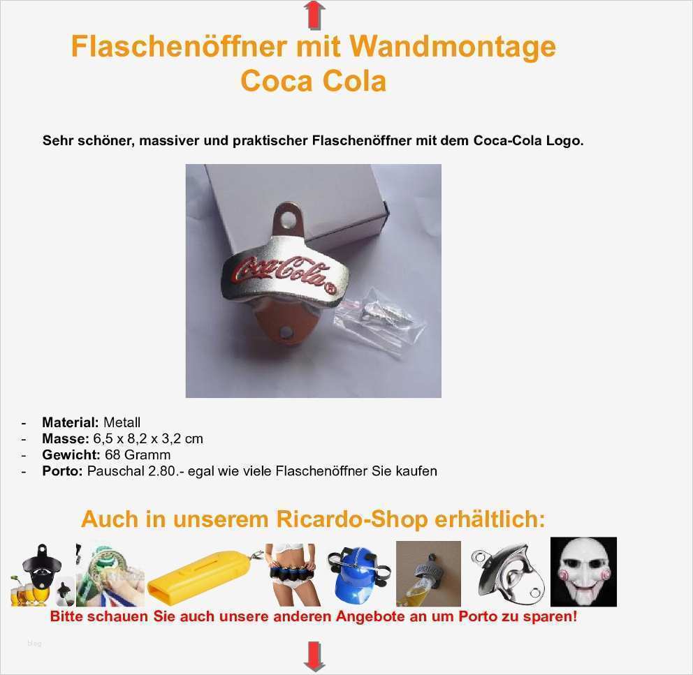 Coca Cola Etikett Vorlage Erstaunlich Flaschenöffner Wandmontage Coca Cola In Illnau Kaufen Bei
