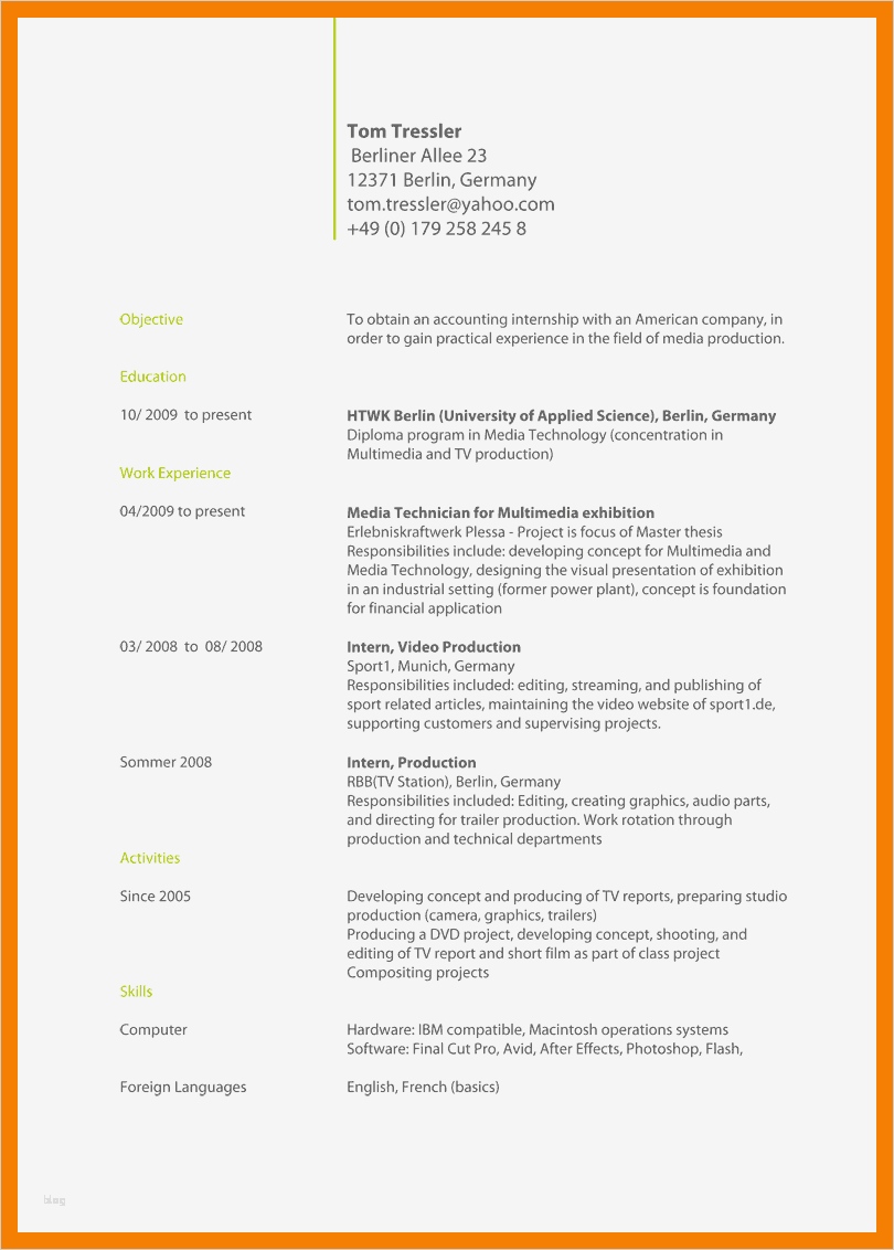 Cv English Vorlage Neu 6 Angebot Auf Englisch Muster