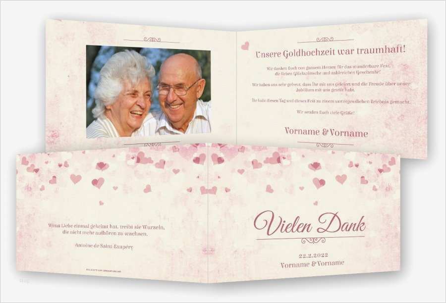 Danksagung Goldene Hochzeit Vorlage Neu Vorlage Danksagungskarte Goldhochzeit