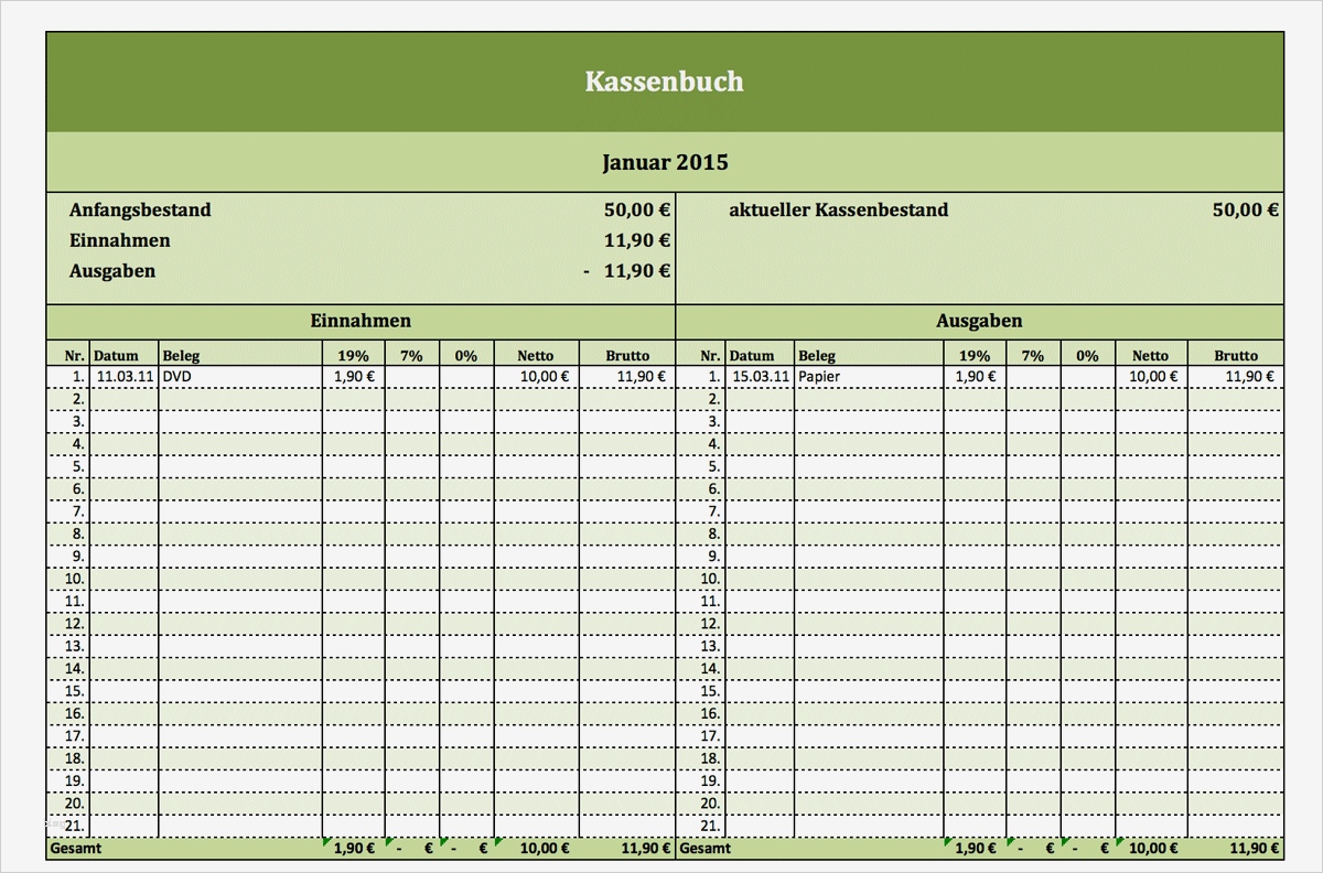 Datev Kassenbuch Vorlage Excel Großartig Kostenloses Kassenbuch Als Excel Vorlage