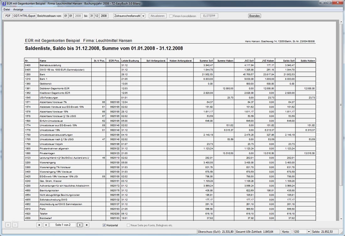 Datev Kassenbuch Vorlage Excel Süß Buchhaltungssoftware Tz Easybuch Bilanz Download