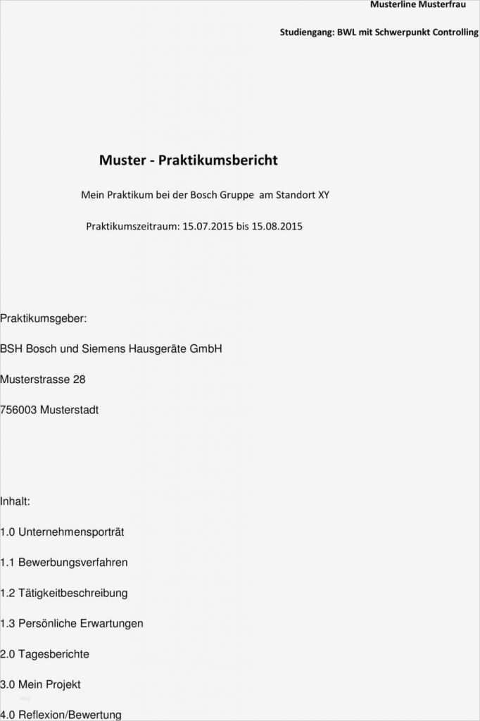 Deckblatt Vorlage Praktikumsbericht Erstaunlich Muster Praktikumsbericht Pdf