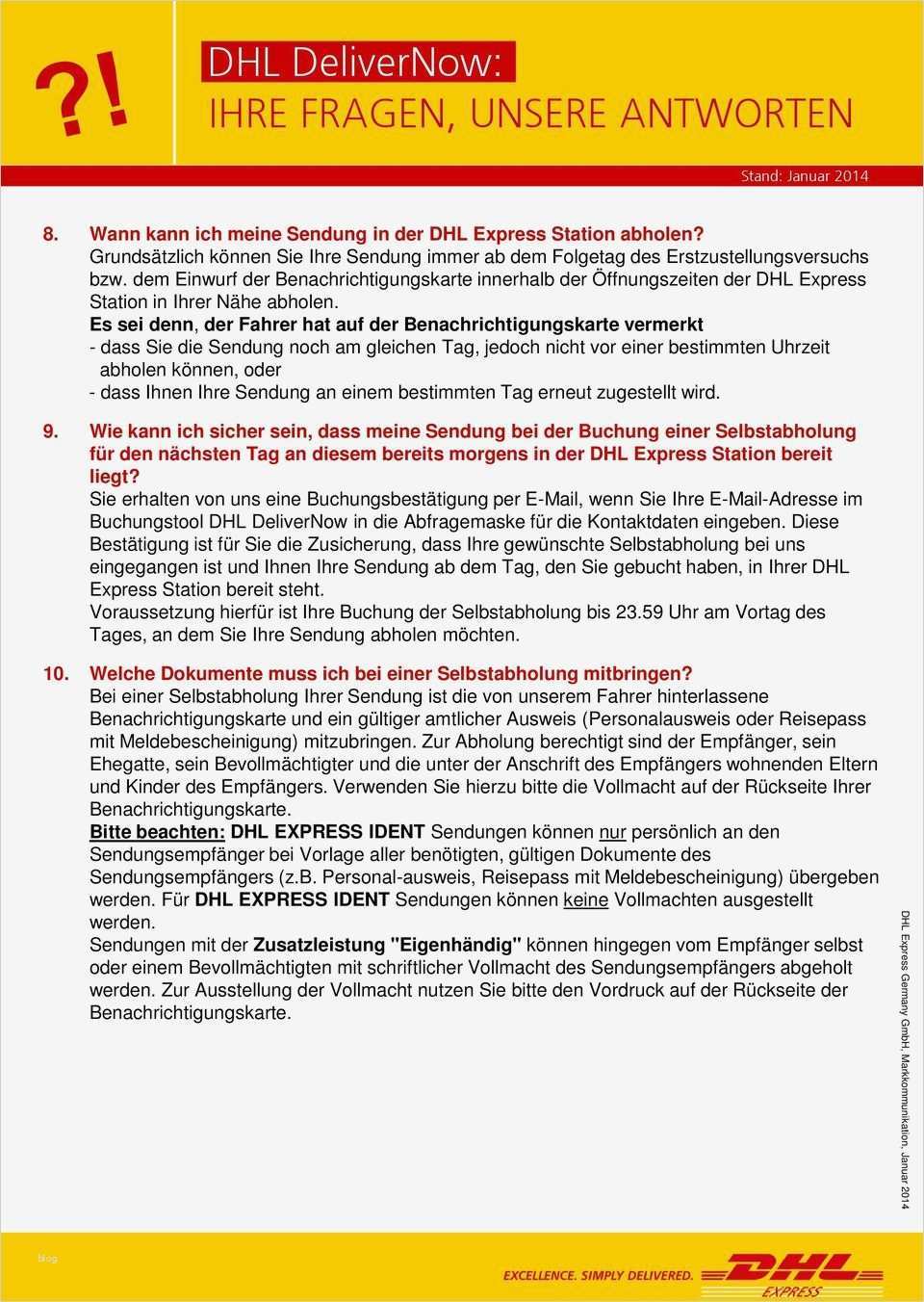 Dhl Vollmacht Vorlage Schön Dhl Delivernow Ihre Fragen Unsere Antworten Pdf