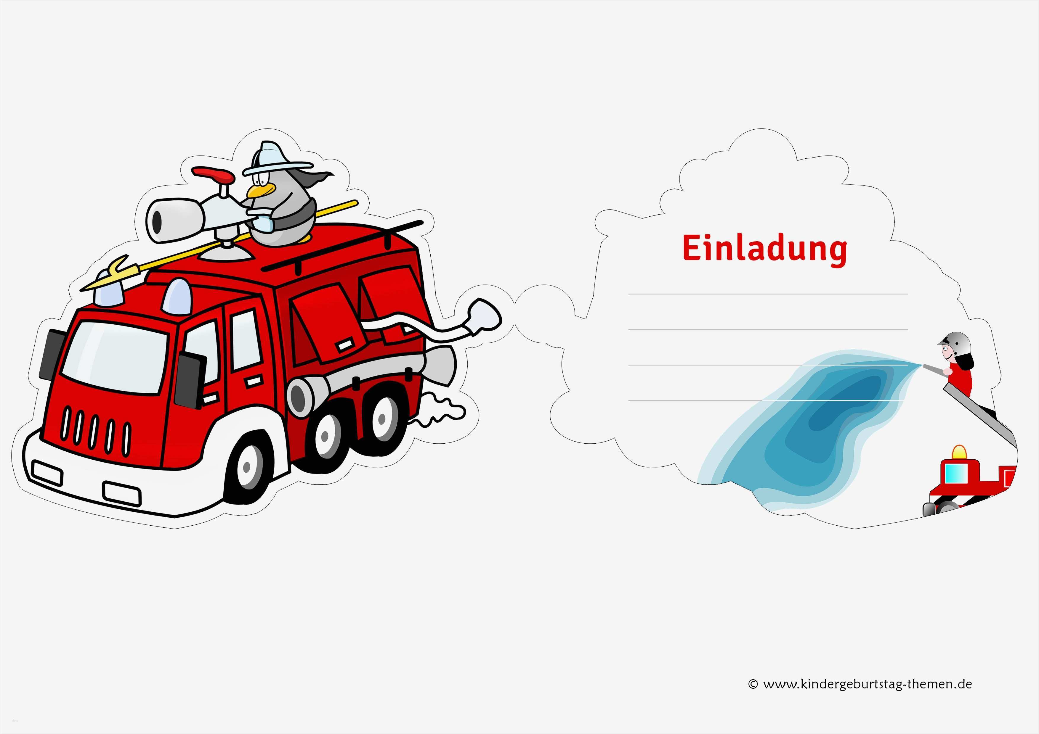 Einladungskarten Feuerwehr zur Kinderparty kostenlose