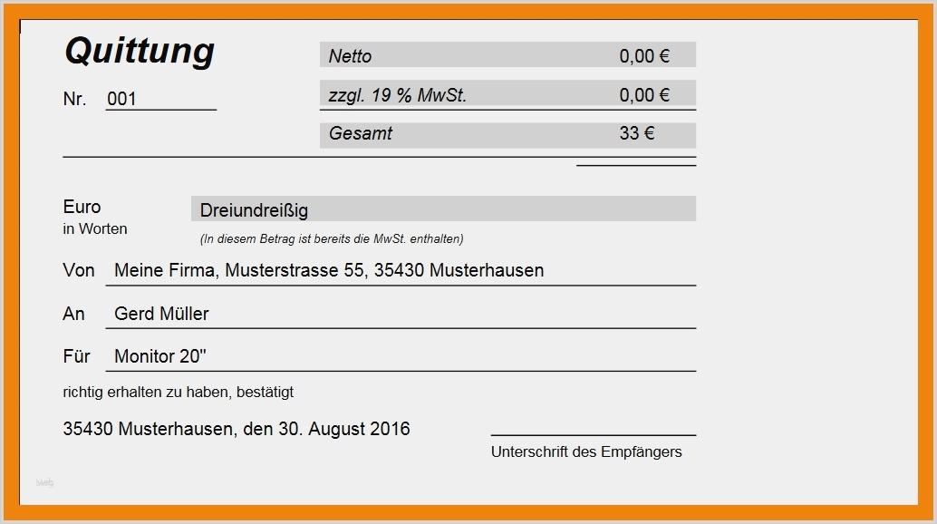 Einfache Kündigung Vorlage Wunderbar 8 Einfache Quittung Vorlage