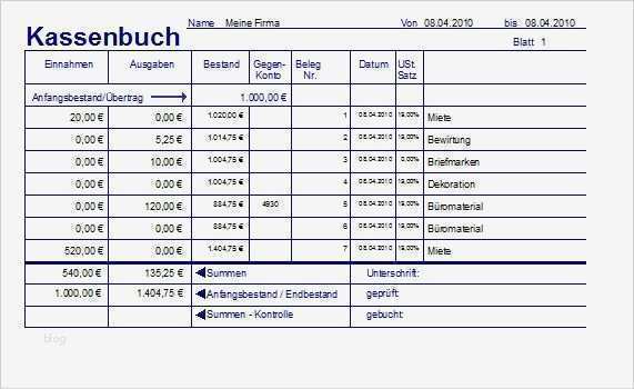 Einfaches Kassenbuch Vorlage Hübsch Kassenbuch 4 Download