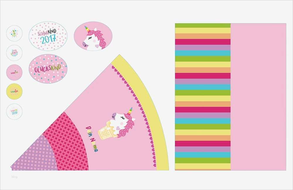 Einhorn Vorlage Zum Nähen Genial Diy Nähset Schultüte Einhorn Eis Zum Selber Nähen