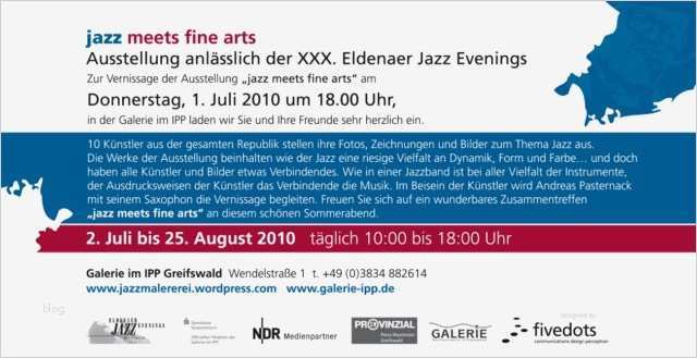 Einladung Ausstellung Vorlage Genial Einladung Zur Ausstellung „jazz Meets Fine Arts“