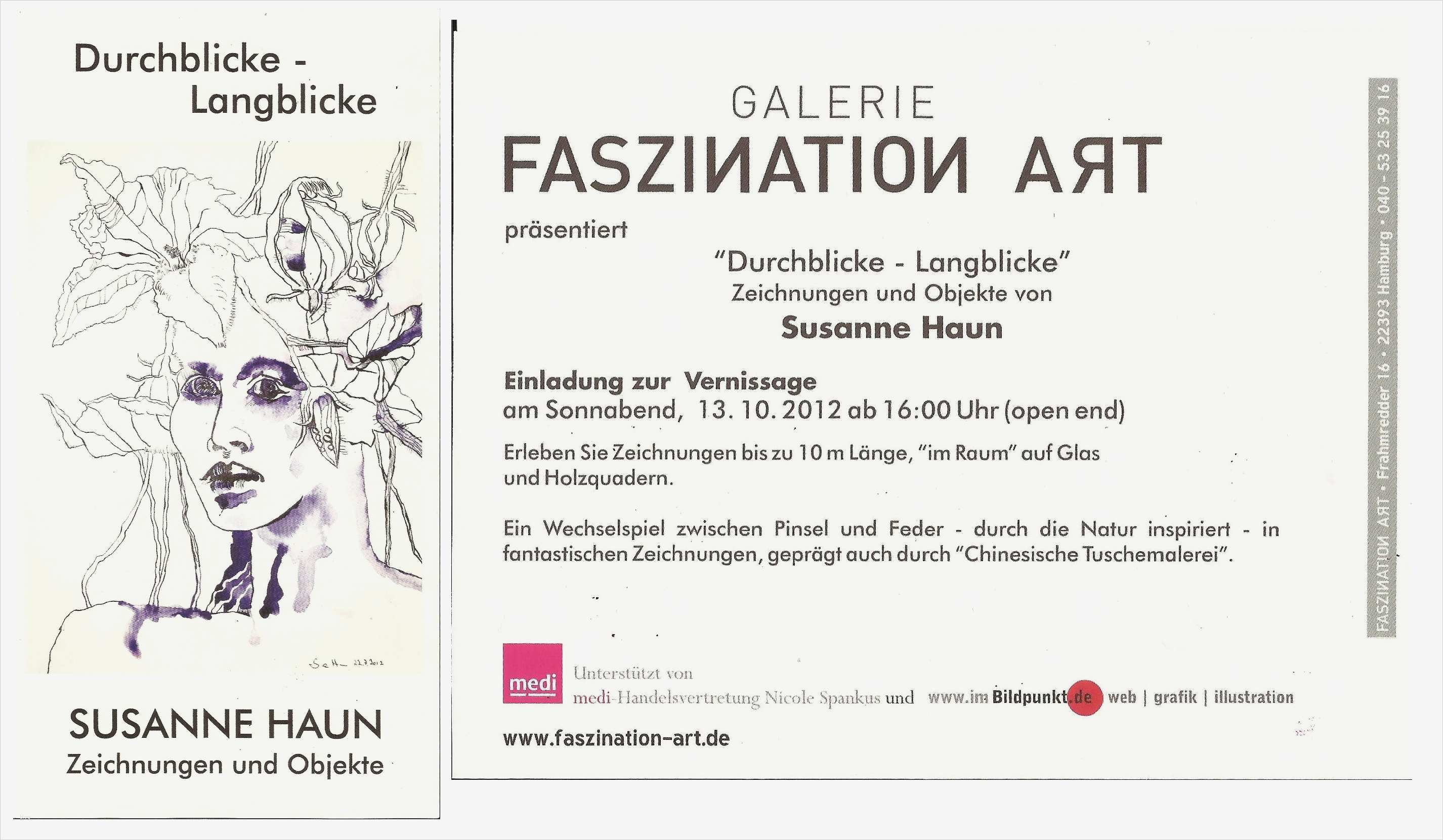 Einladung Ausstellung Vorlage Neu Einladung Für event Ausstellung Susanne Haun