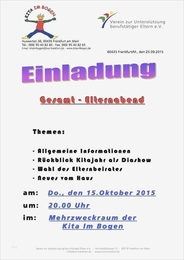 Einladung Elternabend Kindergarten Vorlage Einzigartig Einladung Zum Elternabend Im Kindergarten Schreiben