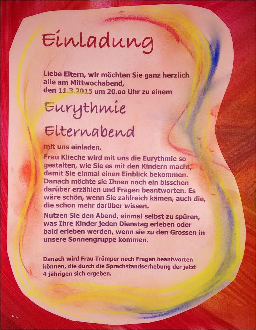 Einladung Elternabend Kindergarten Vorlage Wunderbar Einladung