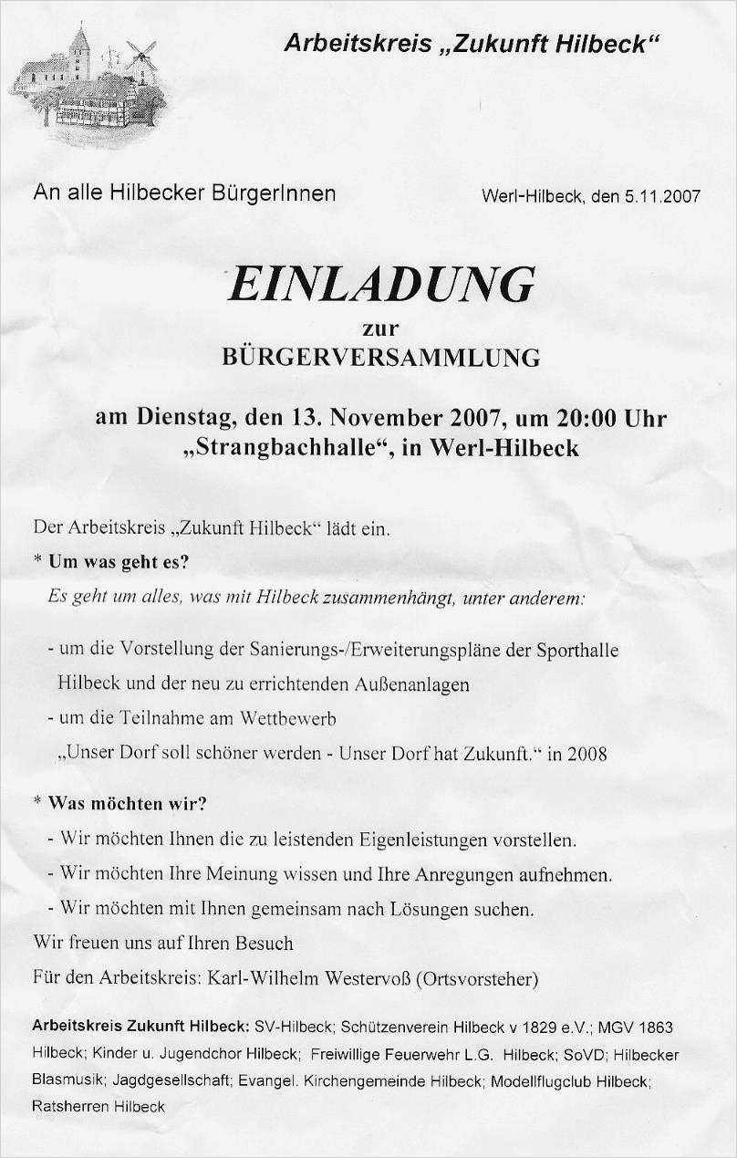 Einladung Elterngespräch Kindergarten Vorlage Wunderbar Werl Hilbeck